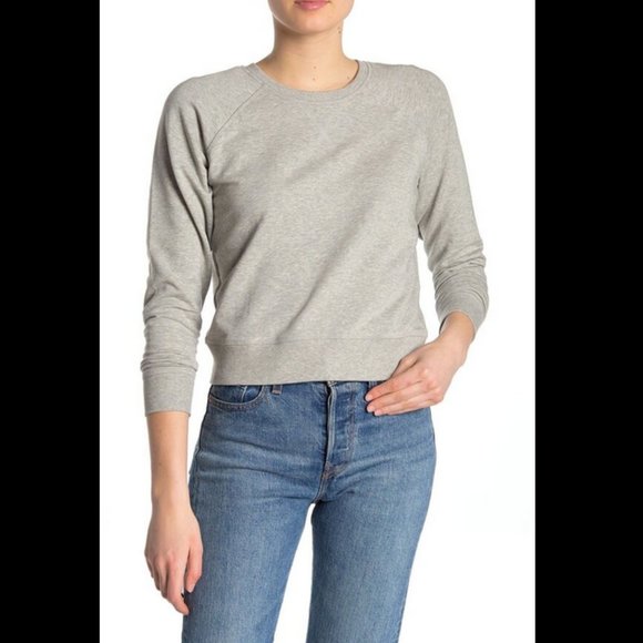 Madewell Tops - MADEWELL GRAY RAGLAN SLEEVE FLEECE LINED CREWNECK SWEATSHIRT